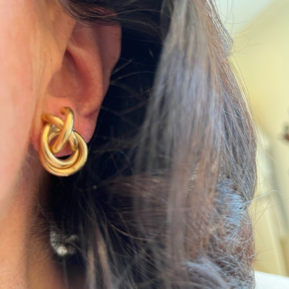 Loopy Gold Knot Earrings - Picture 12 of 16